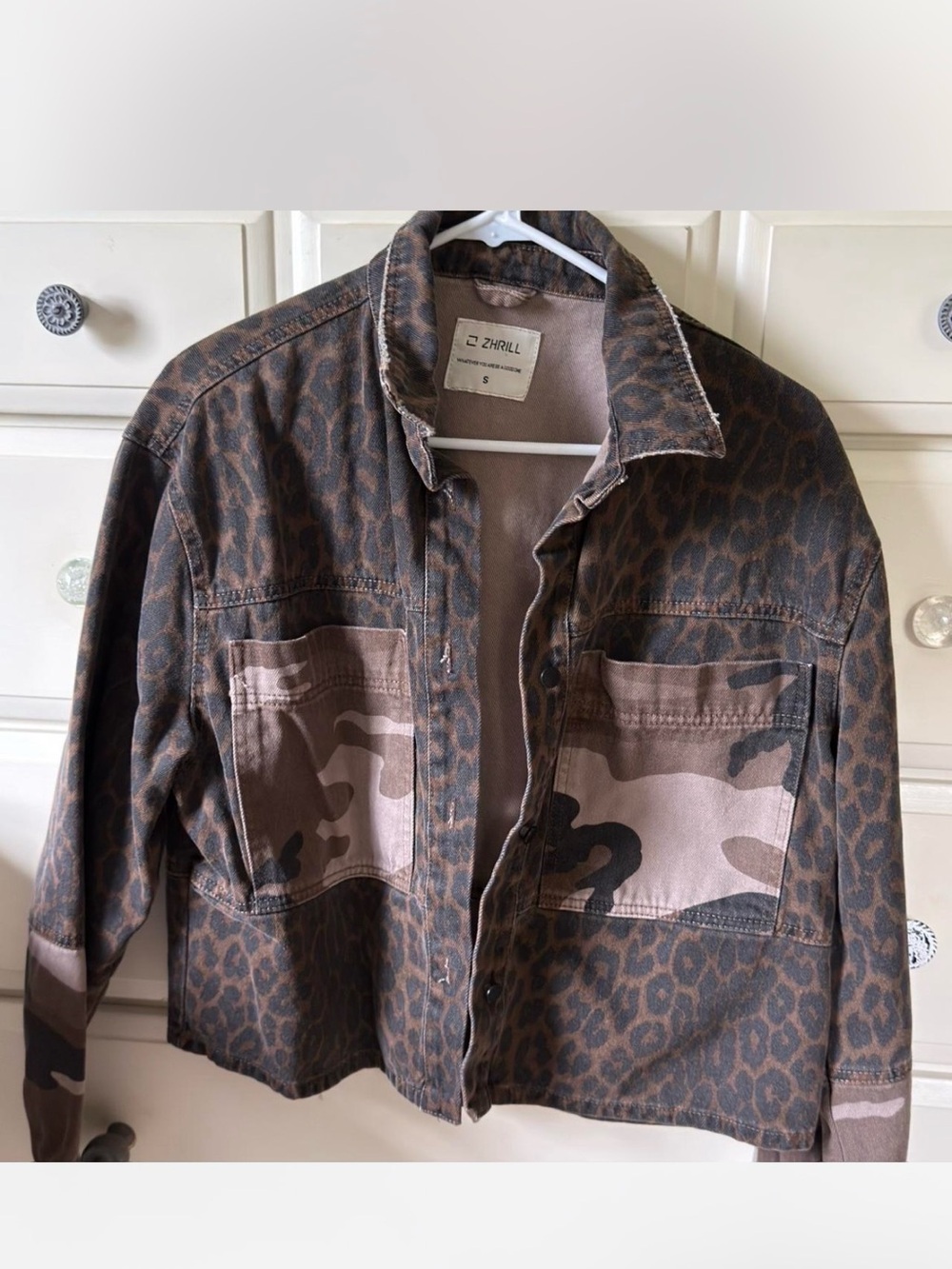 Women's Brown Leopard & Camo Jean Jacket
